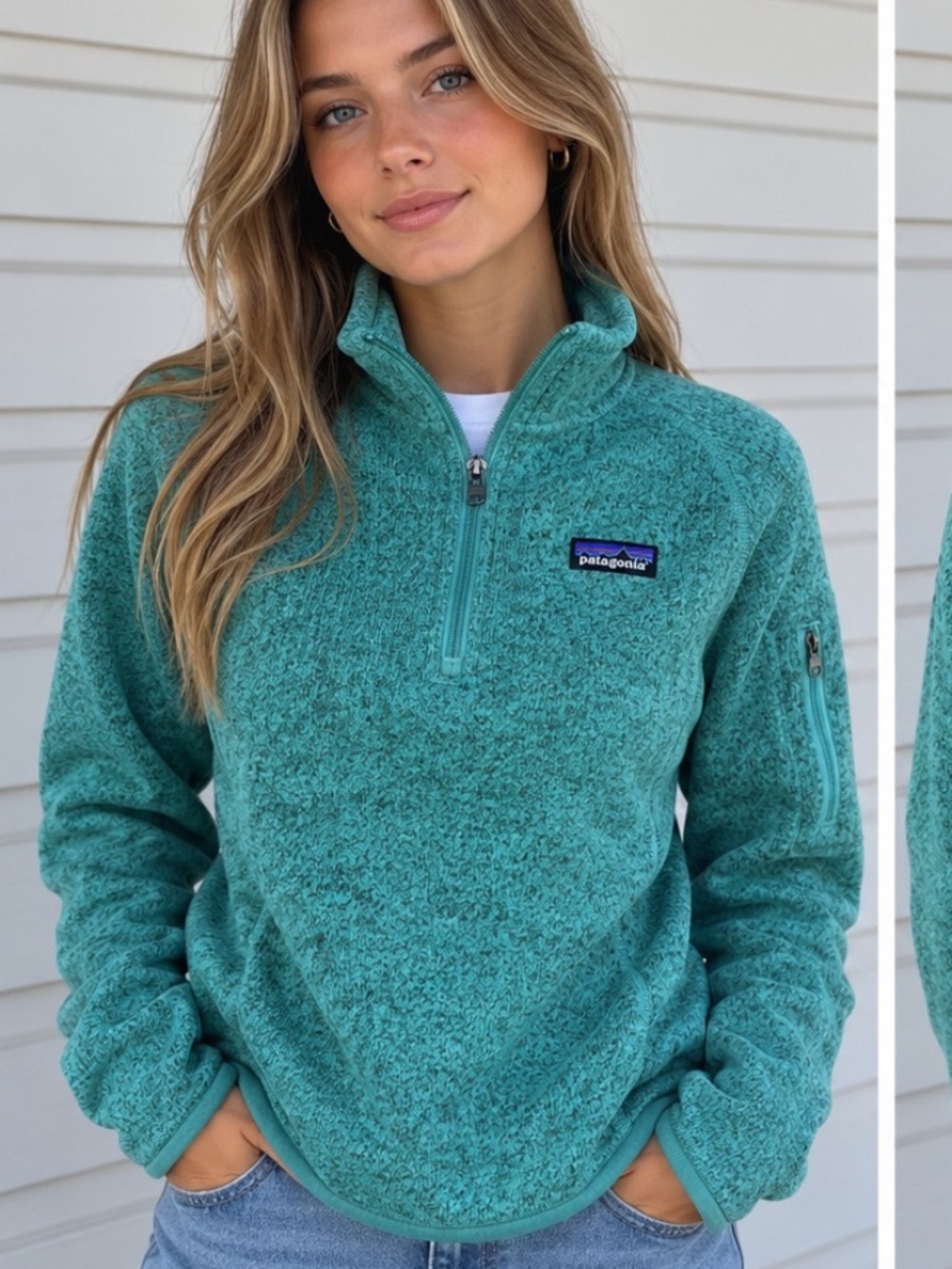 Patagonia Turquoise Fleece 1/3 Zip HoodiePatagonia amazing basic hoodie with an